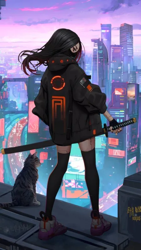 Cyberpunk Anime Girl HD Wallpaper