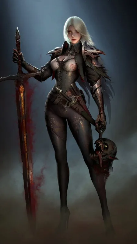 Dark Valkyrie With Greatsword Anime Wallpaper