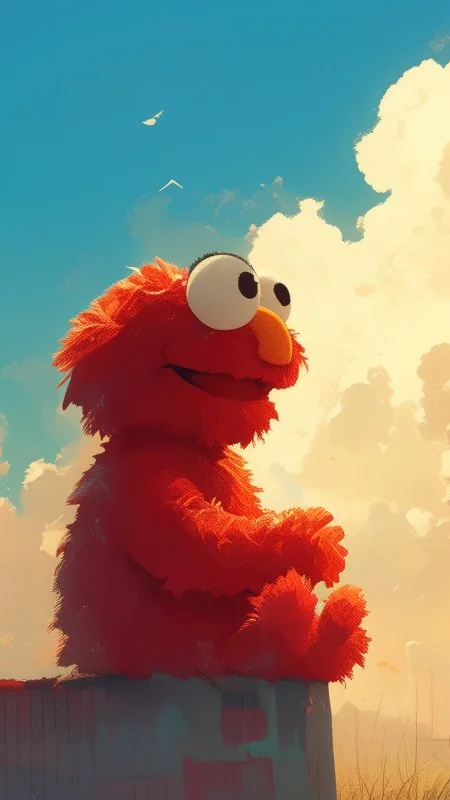 Anime Elmo Sesame Street Cartoon Wallpaper