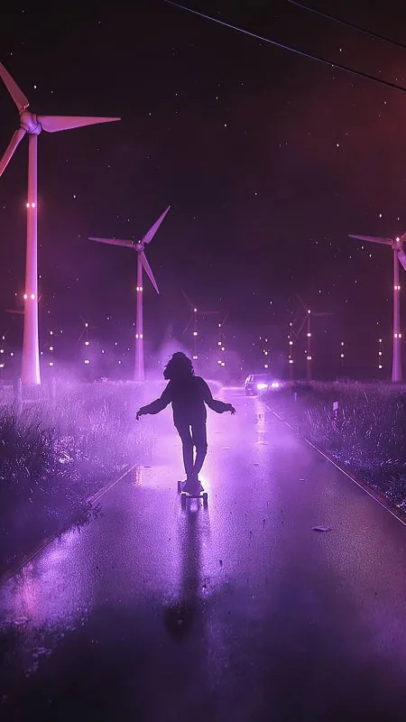 Endless Open Night Skating Anime Wallpaper