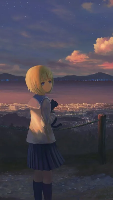 Anime Girl Alone Standing HD Wallpaper