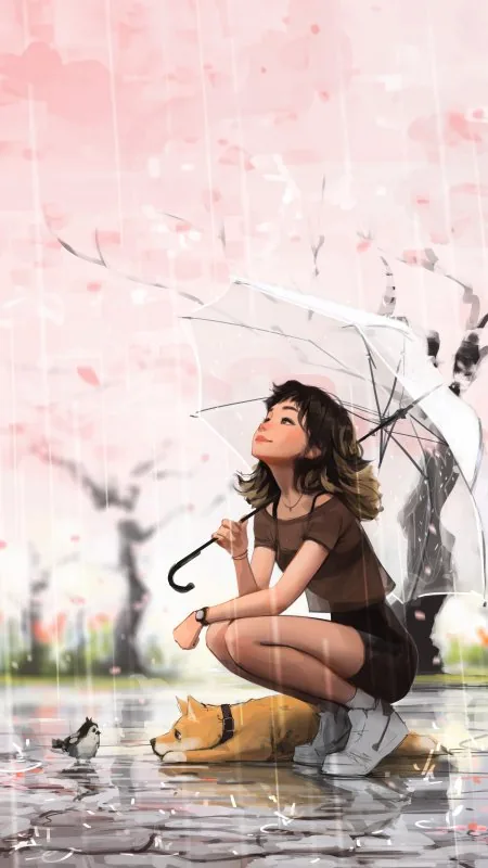 Anime Girl And Dog Wallpaper