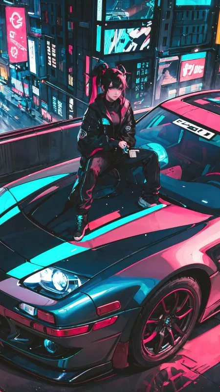 Anime Girl And Her Ride HD Wallpaper