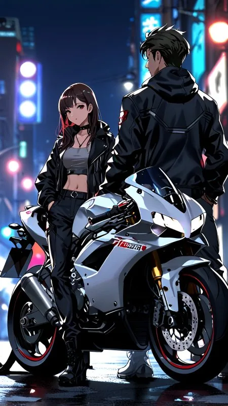 Girl Anime Art Bike Wallpaper