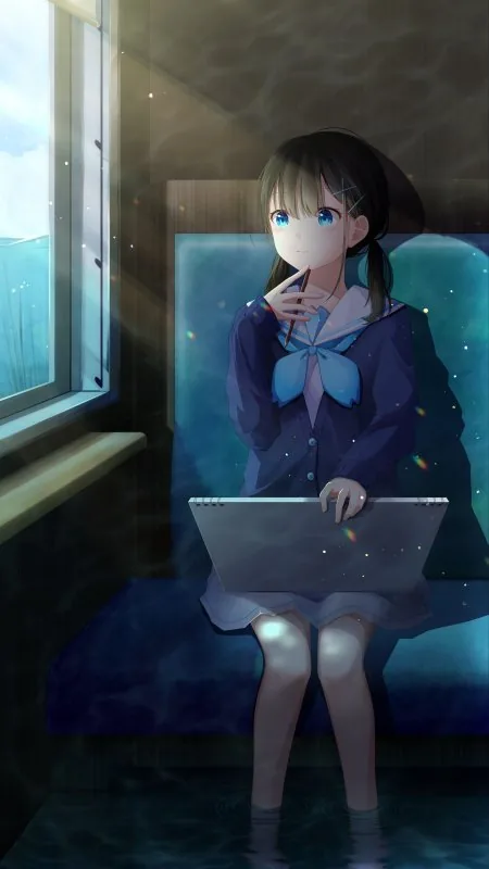 Girl Artist Train Anime Wallpaper