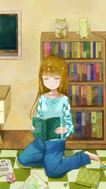 Anime Girl Book Reading Wallpaper