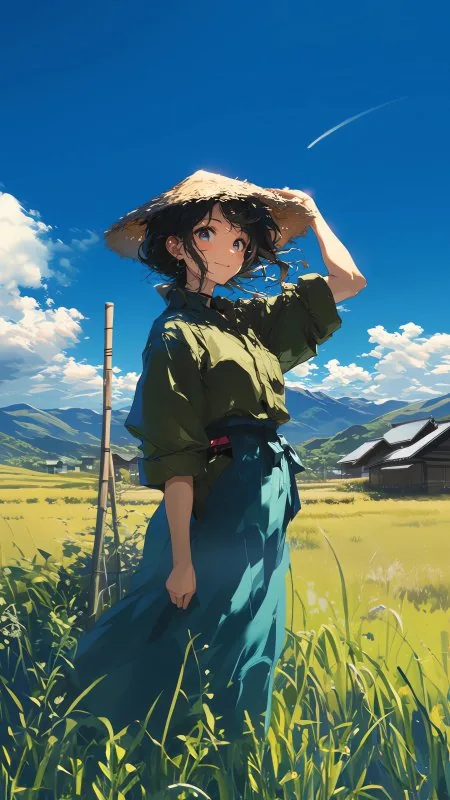 Anime Girl Countryside Scenery HD Wallpaper