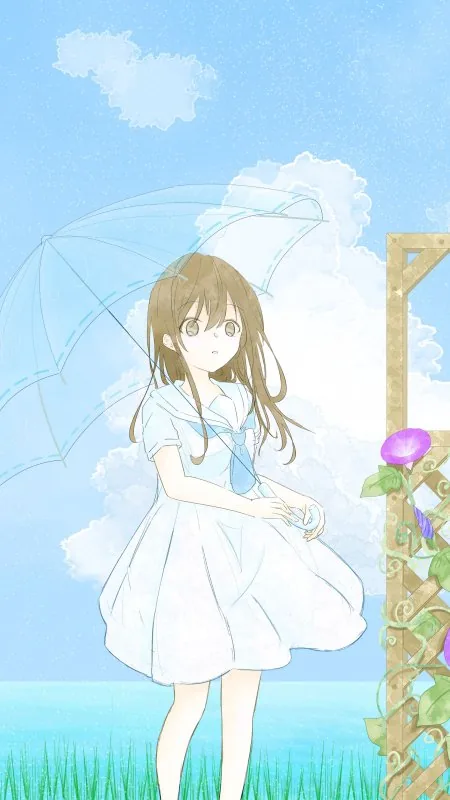 Anime Girl Dress Umbrella Wallpaper