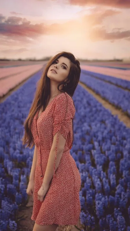 Anime Girl Flower Field Wallpaper