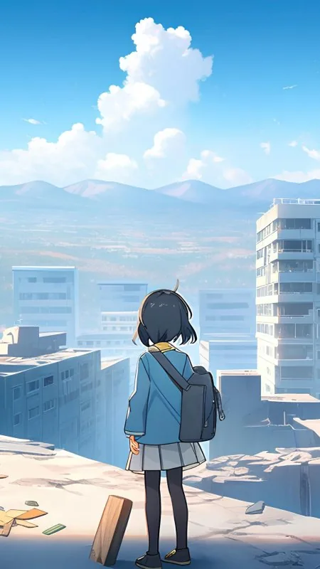 Anime Girl In Apocalyptic World Wallpaper