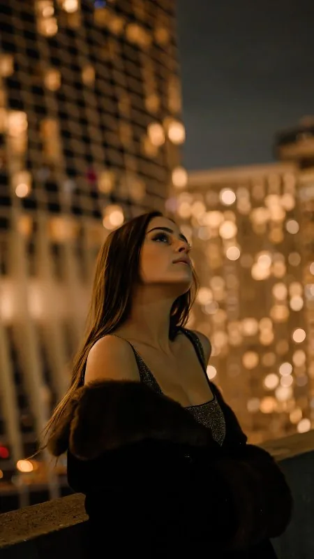 Anime Girl In City Skyline At Night Wallpaper