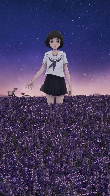 Anime Girl In Field Wallpaper