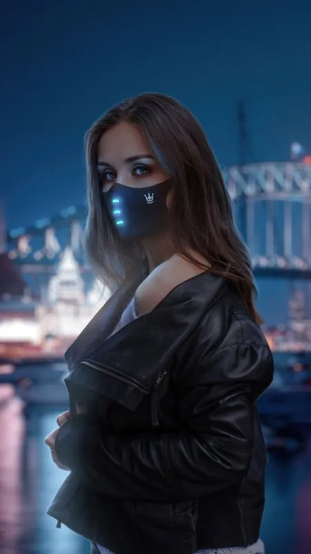 Girl Lightning Mask Looking Back Anime Wallpaper