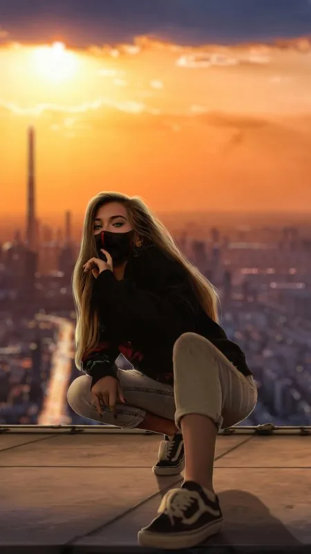 Girl Mask City HD Anime Wallpaper