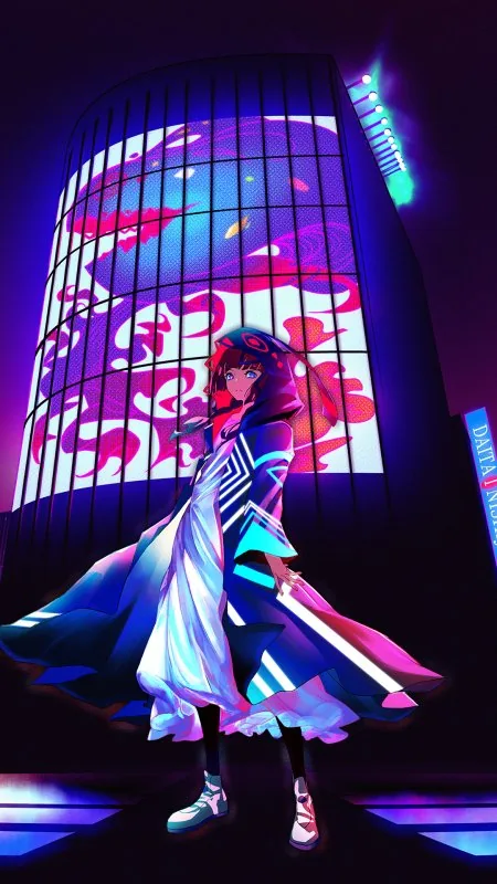 Anime Girl Neon Wallpaper