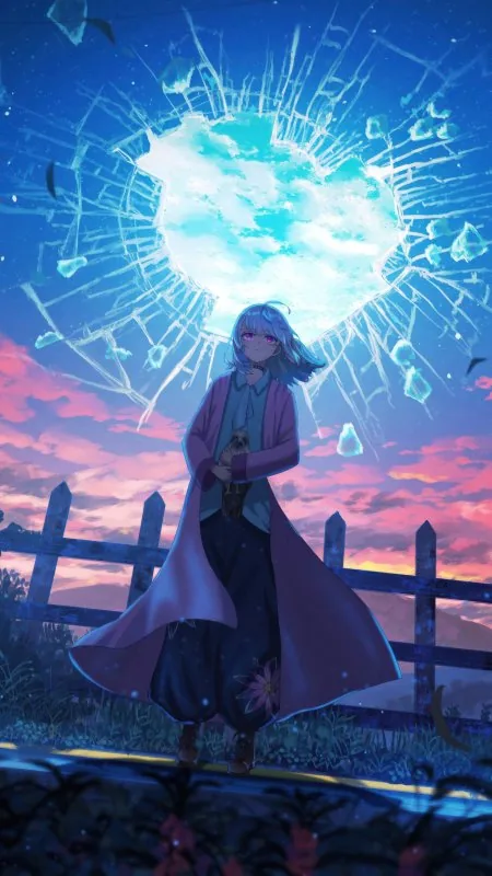 Anime Girl Radiance Phone Wallpaper