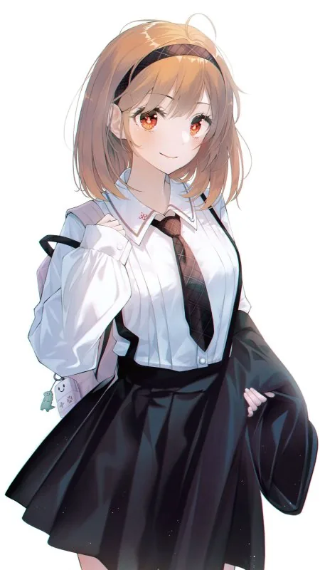 Anime Girl Schoolgirl Glance Wallpaper