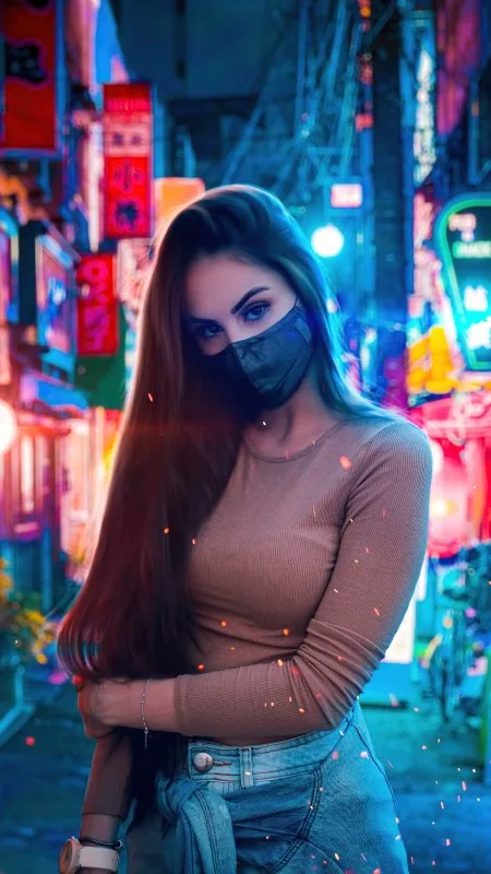 Anime Girl Scifi Mask Wallpaper