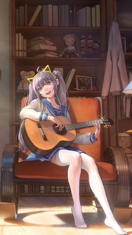 Girl Smile Guitar HD Anime Wallpaper