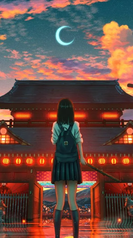 Anime Girl Student Wallpaper