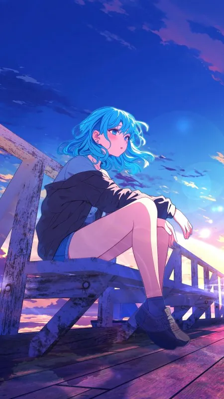 Anime Girl Sunsire Phone Wallpaper
