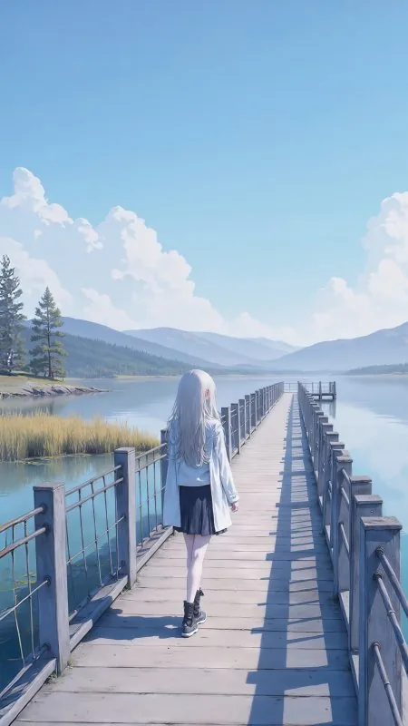 Anime Girl Walking Phone Wallpaper