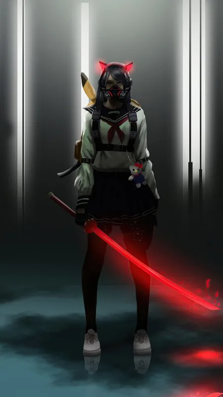 Girl Wearing Mask Anime Wallpaper