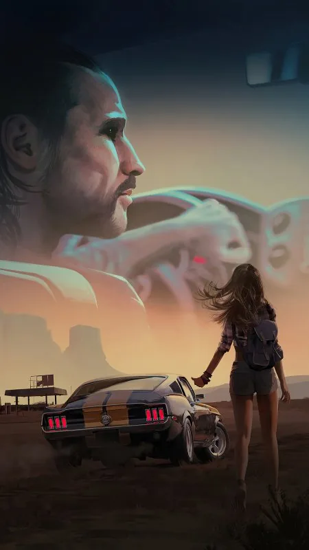 Anime Girl With Mustang Wallpaper