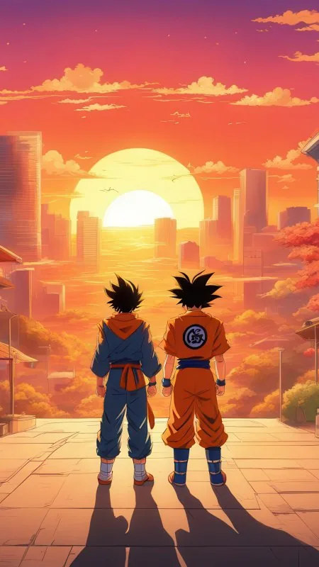 Goku And Akira In The Sunset HD Anime Wallpaper