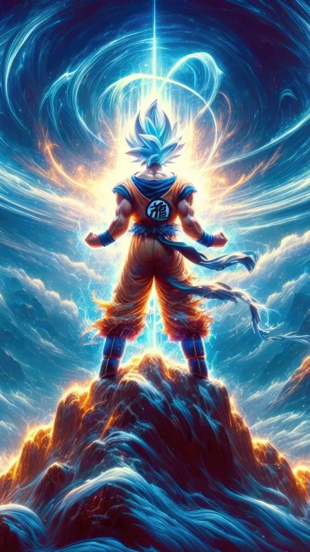 Goku Atop Cosmic Peak Anime Wallpaper