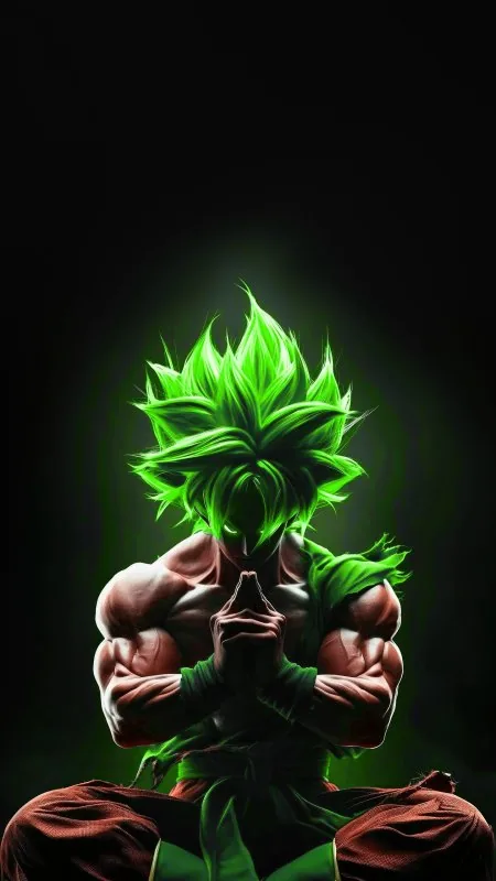 Anime Goku Fanart Green Phone Wallpaper