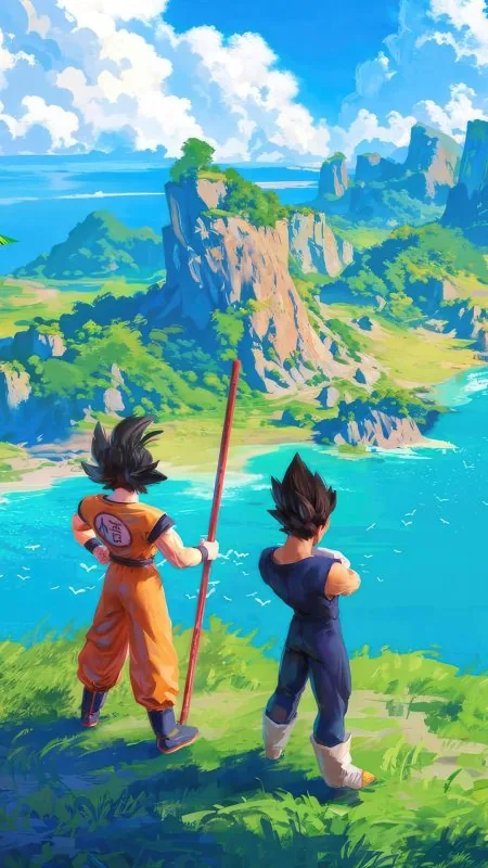 Goku Vegeta Cliff Vista Anime Wallpaper