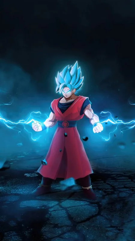 Anime Goku With Lightening Powers Phone Wallpaper
