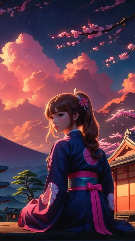 Japan Vibe Anime Girl Phone Wallpaper