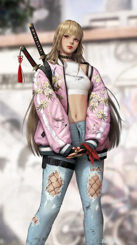 Katana Urban Girl Anime Wallpaper