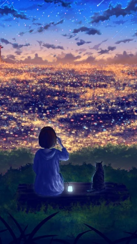 Looking At City Anime Girl Cool HD Wallpaper