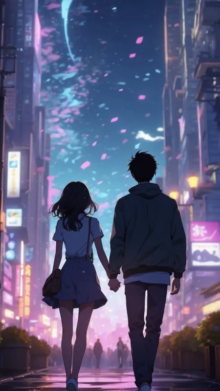 Love Couple City Anime HD Wallpaper