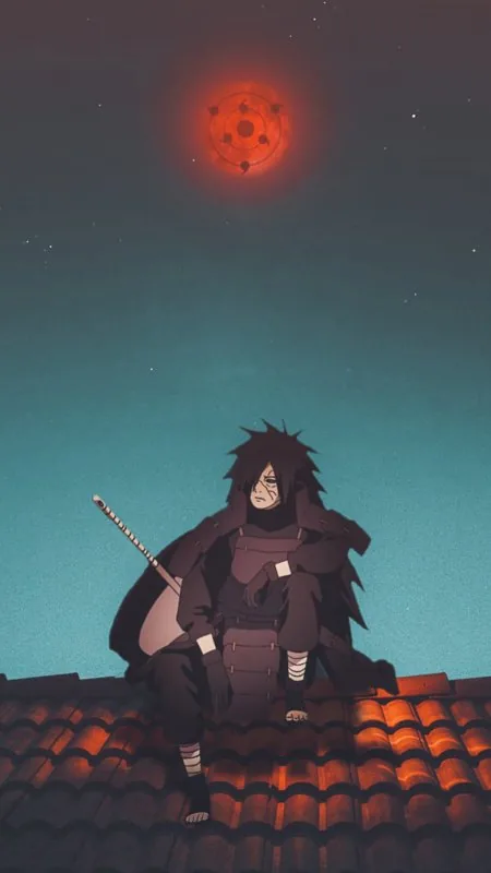 Madara Rooftop Red Moon Anime Wallpaper