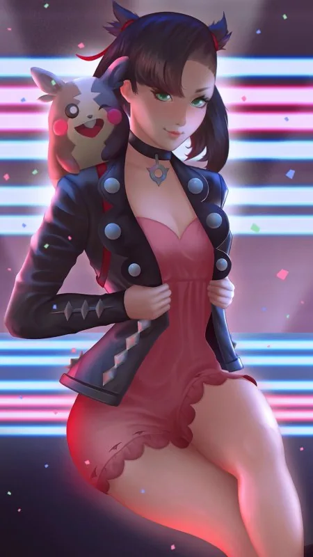 Marnie With Morpeko Neon Anime Wallpaper