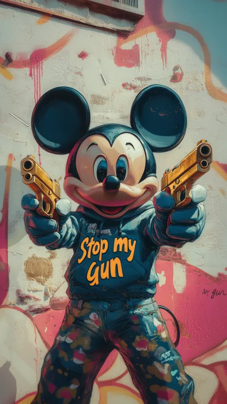 Mickey Mouse Holding Golden Guns Anime Wallpaper
