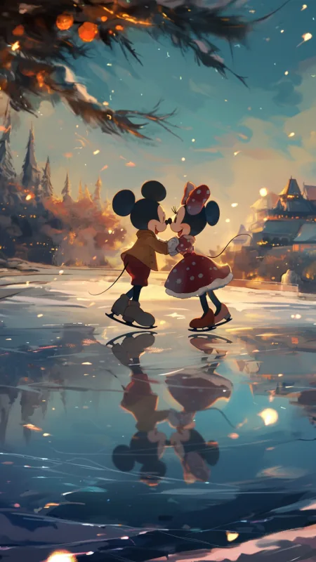 Anime Minnie And Mickey Mouse Cartoon Wallpaper
