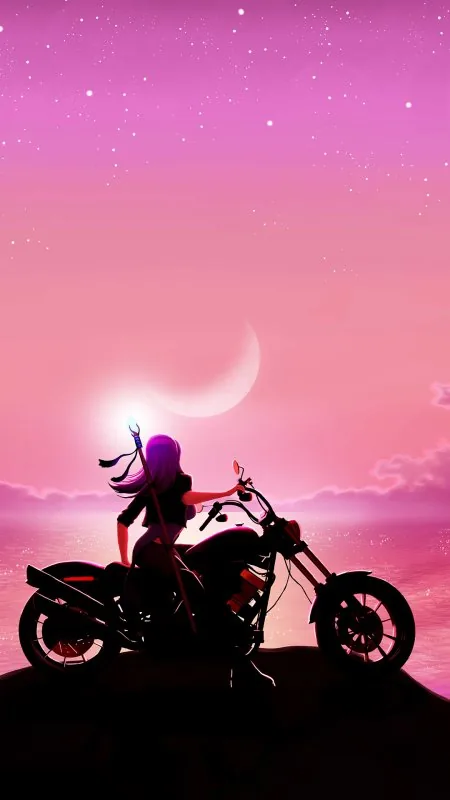 Anime Motorcycle Girl Wallpaper