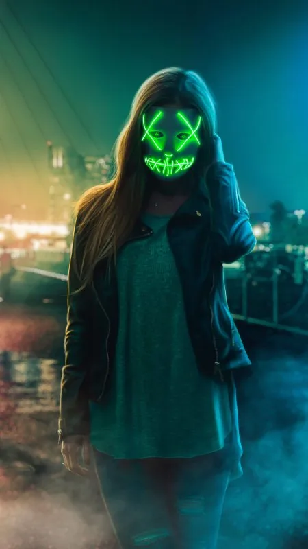 Neon Eye Mask Girl Anime Wallpaper