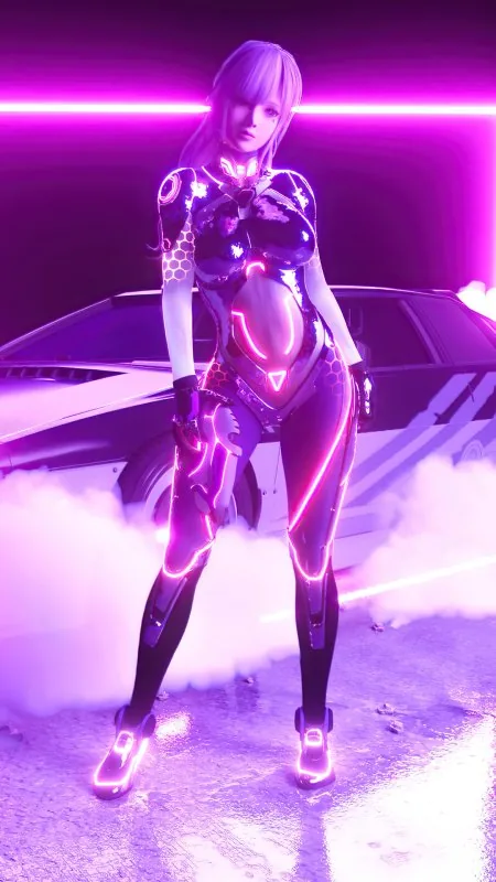 Anime Neon Girl Wallpaper