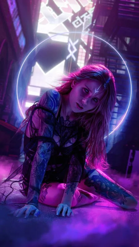 Neon Witches Girl HD Anime Wallpaper