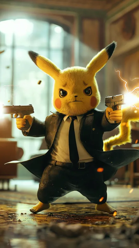 Pikachu Having A Gun Fire Anime Wallpaper