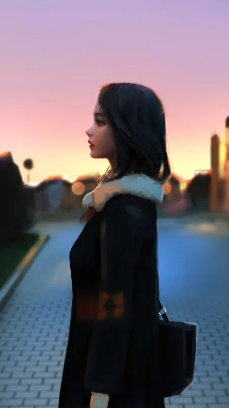 Red Sky In Morning Anime Girl Phone Wallpaper
