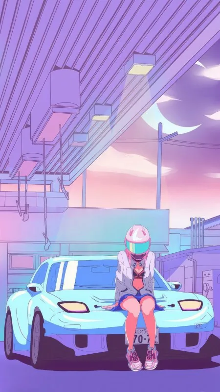 Rider Girl Synthwave HD Anime Wallpaper