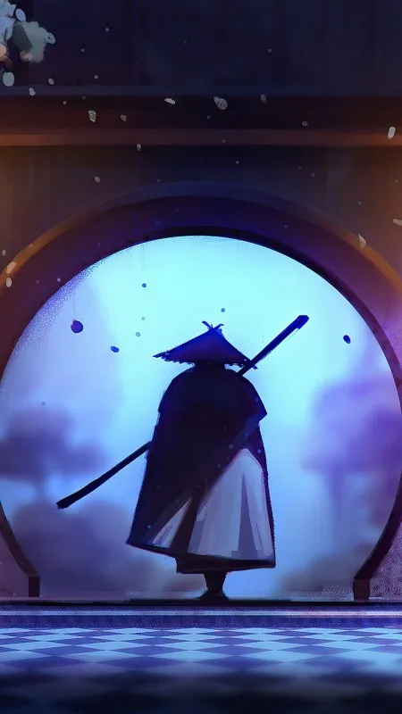 Samurai Silhouette Moon Gate Anime Wallpaper