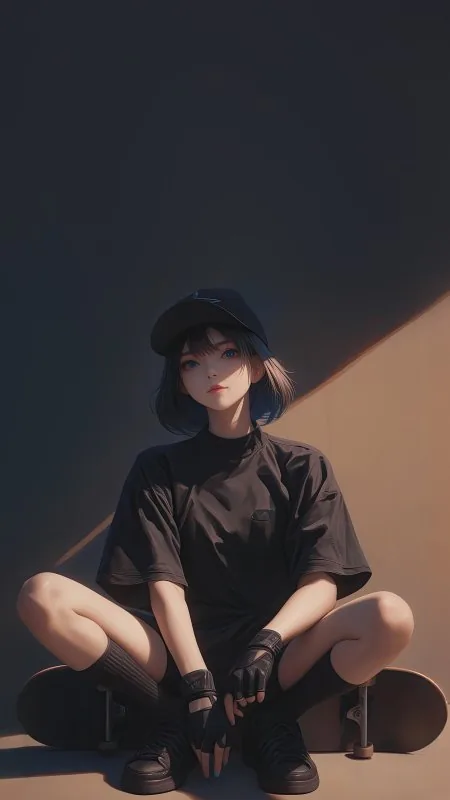 Anime Skateboarding Girl Wallpaper